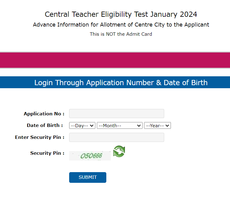 CTET Admit Card 2024 Download Direct Link