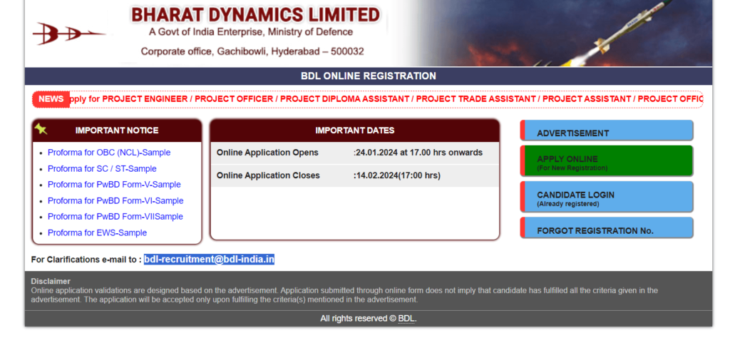 How to Apply for BDL Recruitment 2024