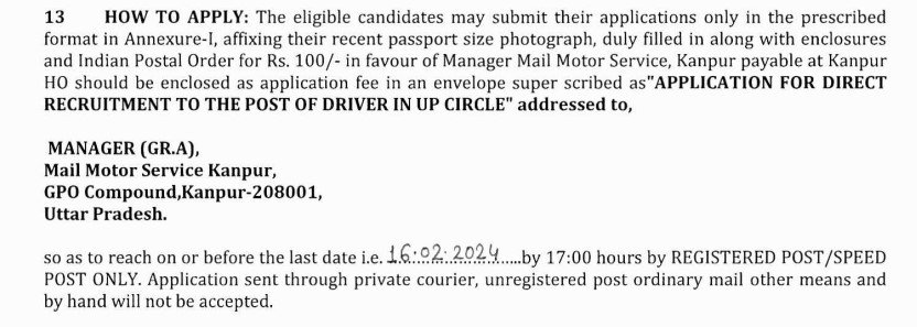 How to Apply for India Post Driver Recruitment 2024