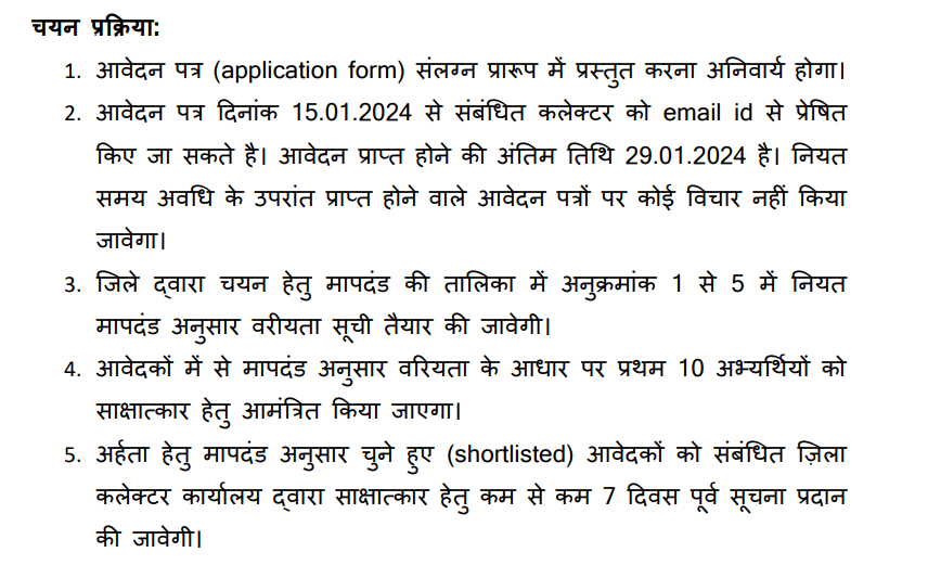 MP Rajya NITI Ayog Recruitment 2024 Selection Process