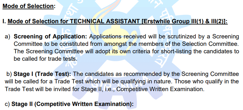 CSIR Technical Assistant Recruitment 2024 Selection Process