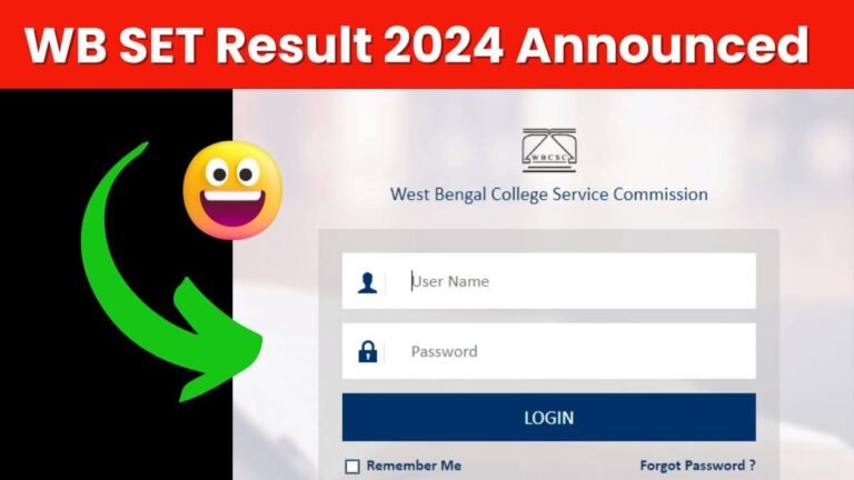 WB SET Result 2024 Announced